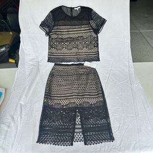 Black Lace Skirt and Top Set